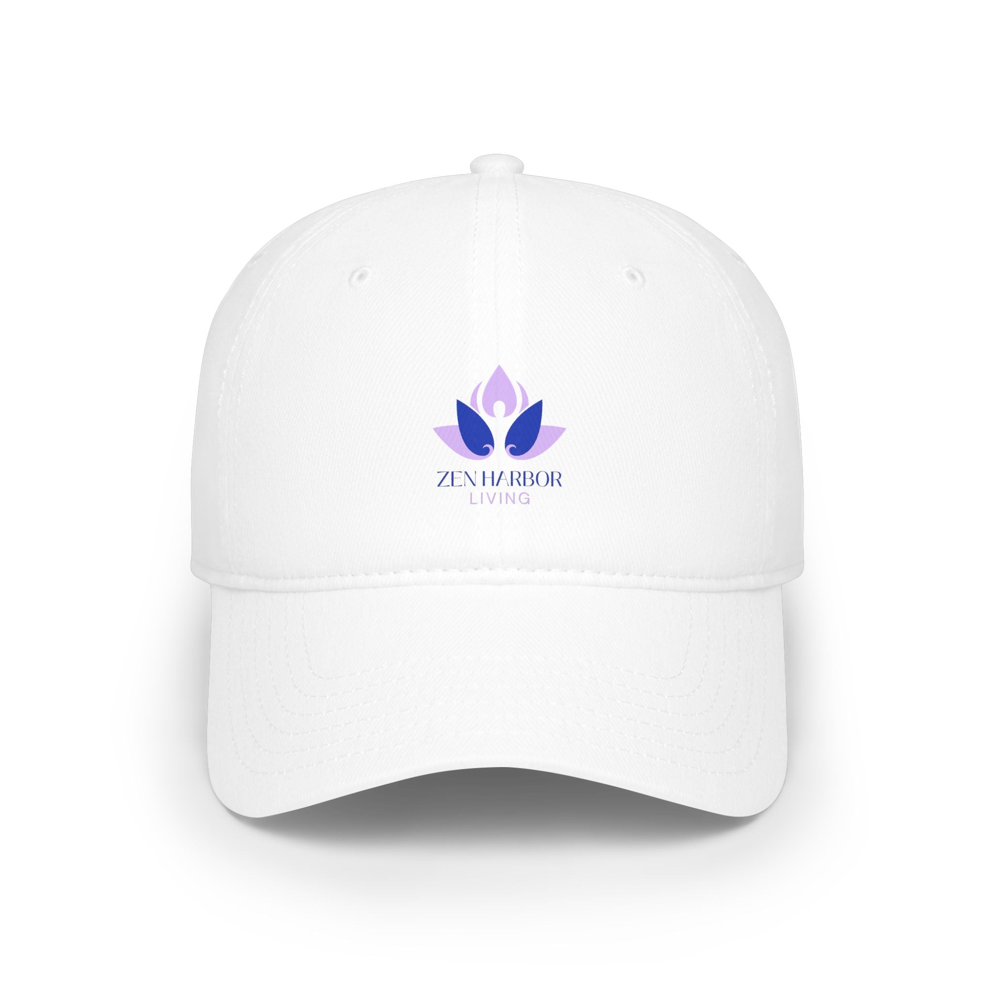 Zen Harbor Living Lotus Cap — Low Profile Baseball Hat with Purple Lotus Logo