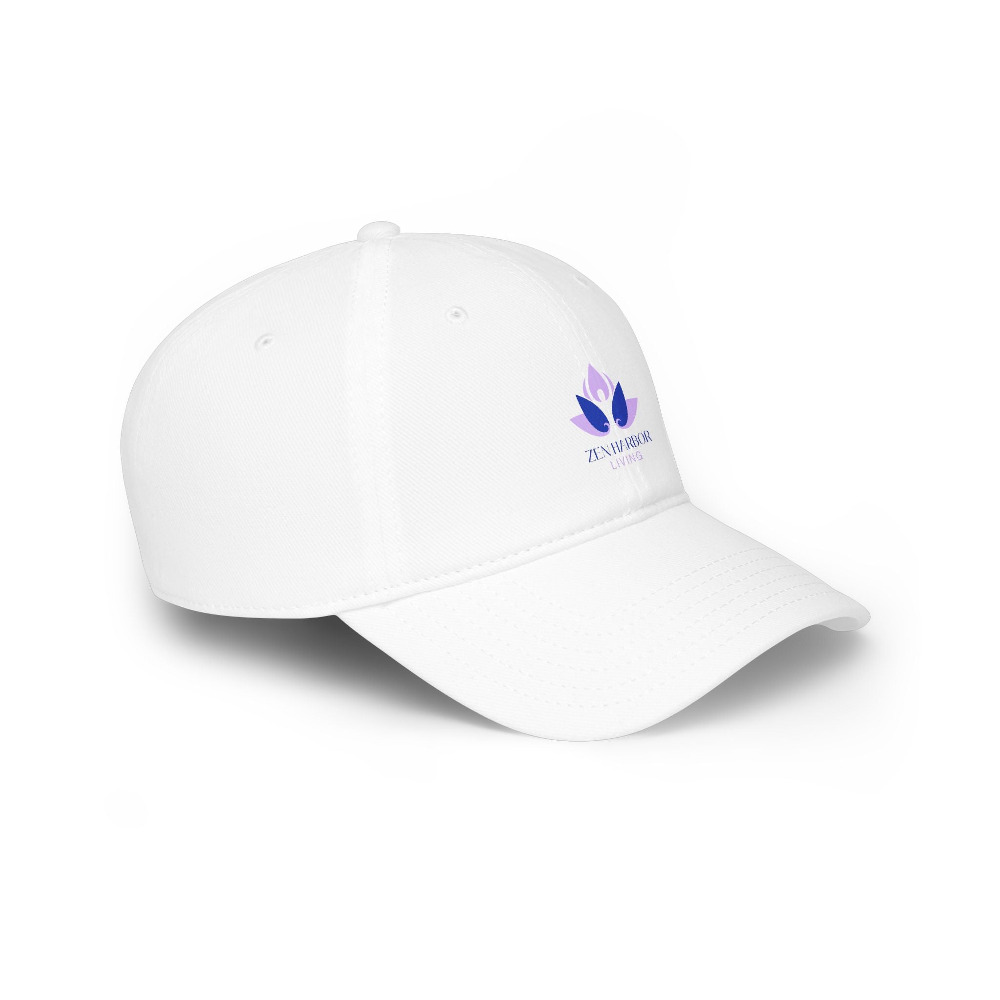 Zen Harbor Living Lotus Cap — Low Profile Baseball Hat with Purple Lotus Logo