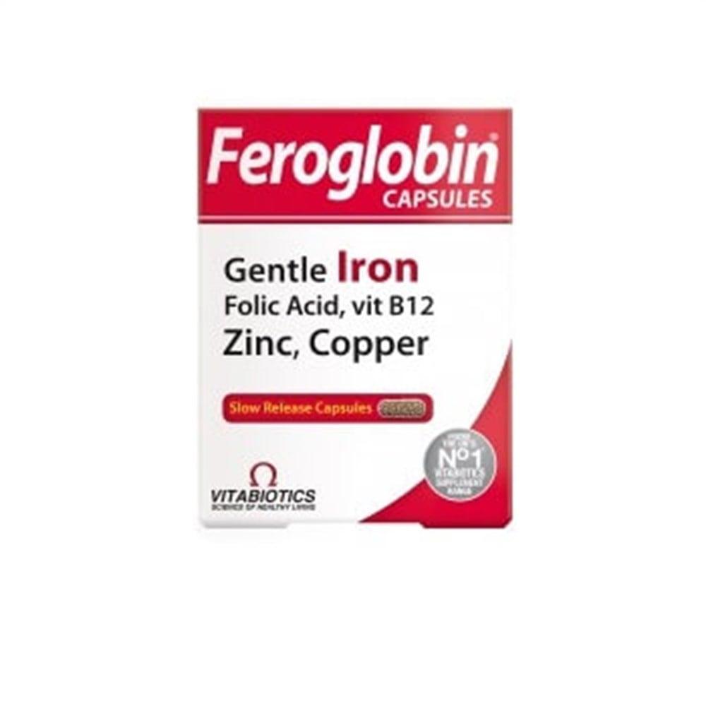 Vitabiotics Feroglobin Iron Supplement, Vitamin & Mineral Dietary Supplement for Healthy Red Blood Cell Production - 30 Capsules