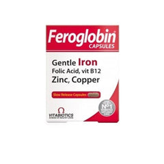 Vitabiotics Feroglobin Iron Supplement, Vitamin & Mineral Dietary Supplement for Healthy Red Blood Cell Production - 30 Capsules
