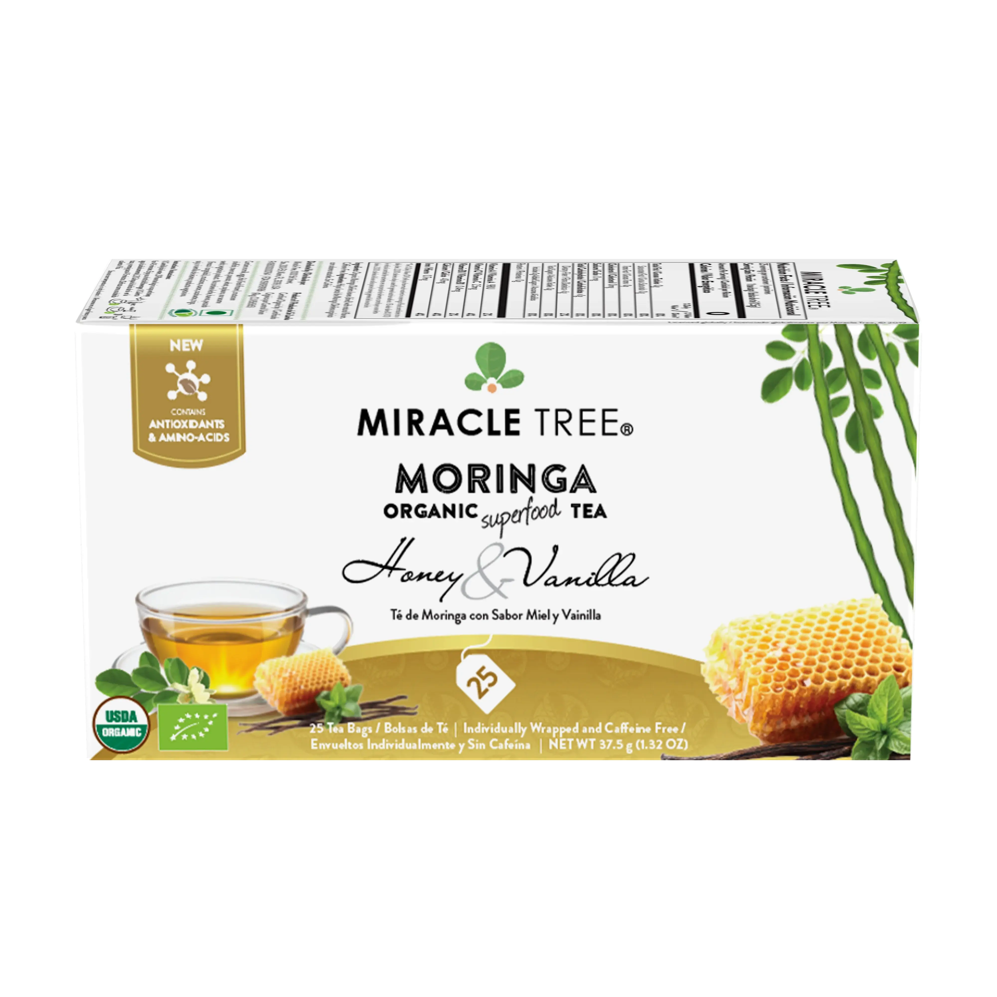 Organic Moringa Tea - Honey & Vanilla - Caffeine-Free Herbal Tea