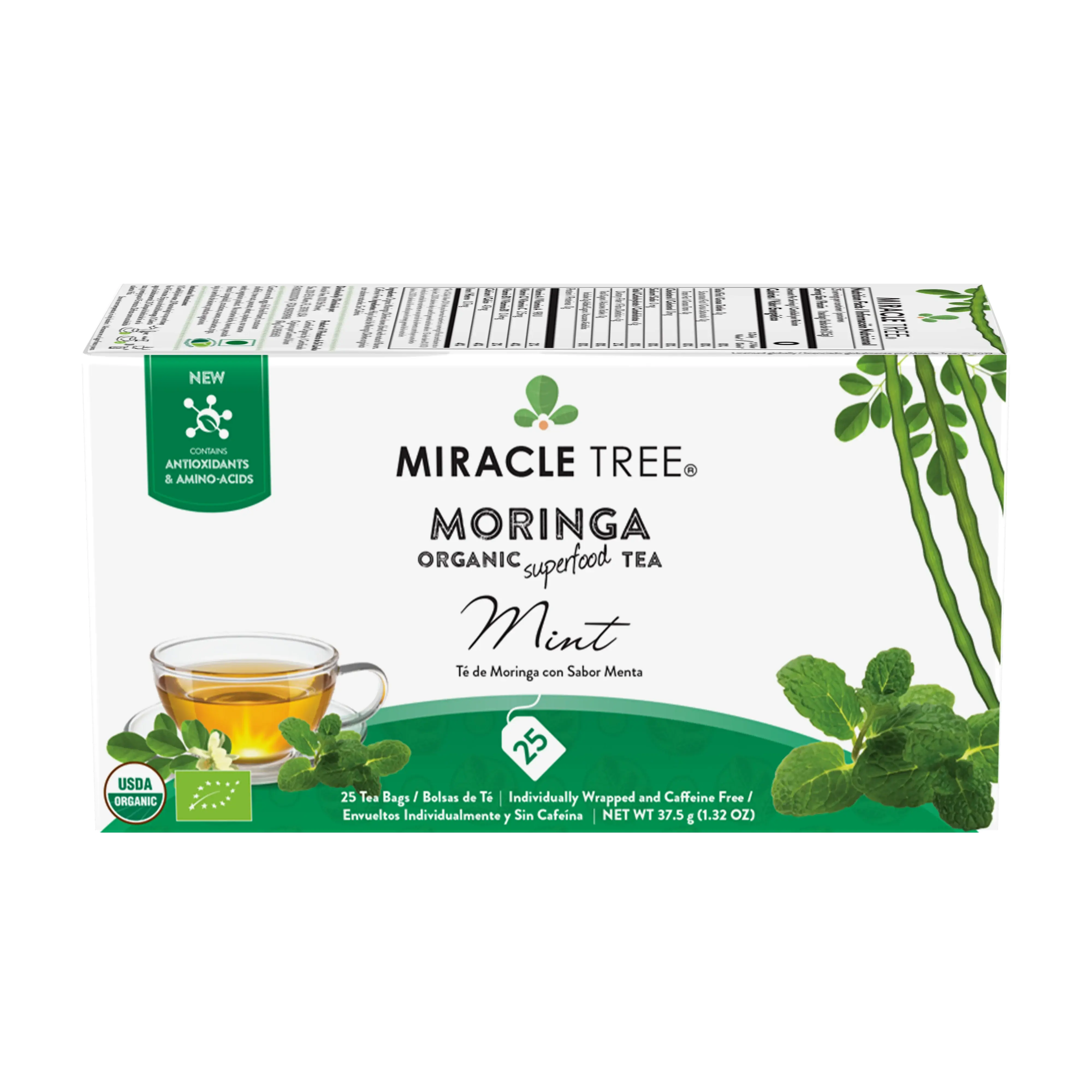 Organic Moringa Tea - Mint - Caffeine-Free Herbal Tea